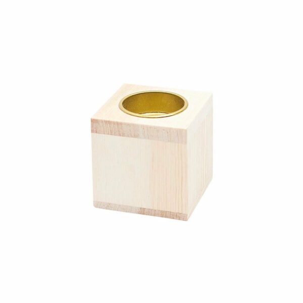 Rico Design Kerzenhalter aus Holz 6x6x6cm