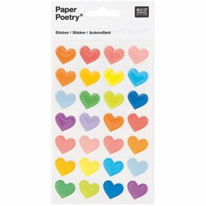 Paper Poetry Sticker Herzen mehrfarbig groß