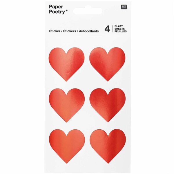 Paper Poetry Sticker Herzen rot 24 Stück