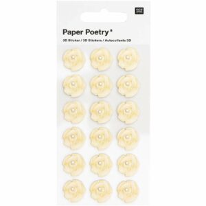 Paper Poetry 3D-Sticker Rosen mit Perle weiß 18 Stück