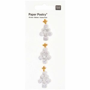 Paper Poetry Quilling Sticker weiße Tannenbäume