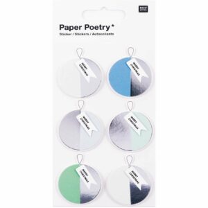 Paper Poetry 3D Sticker Kugeln blau-silber Hot Foil