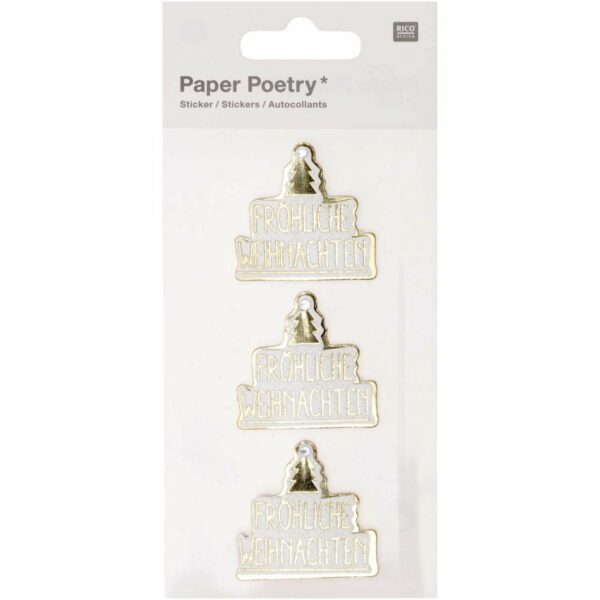 Paper Poetry 3D-Sticker Frohe Weihnachten 3 Stück