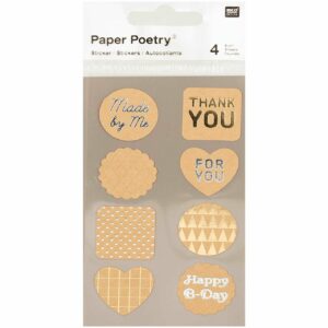 Paper Poetry Kraftpapier Sticker Labels metallic 4 Bogen