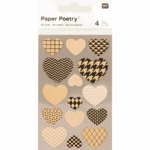 Paper Poetry Kraftpapier Sticker Herzen 4 Bogen