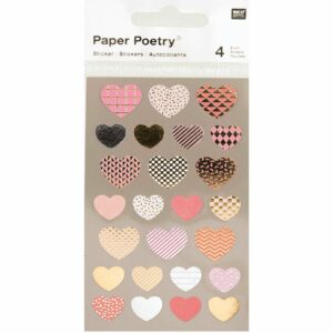 Paper Poetry Sticker Herzen metallic 4 Bogen