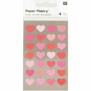 Paper Poetry Sticker Herzen mehrfarbig 4 Bogen