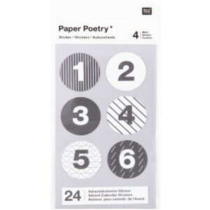 Paper Poetry Adventskalender Sticker schwarz-weiß 24 Stück
