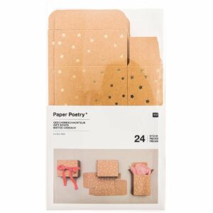 Paper Poetry Adventskalender Boxen Set 24teilig natur/gold