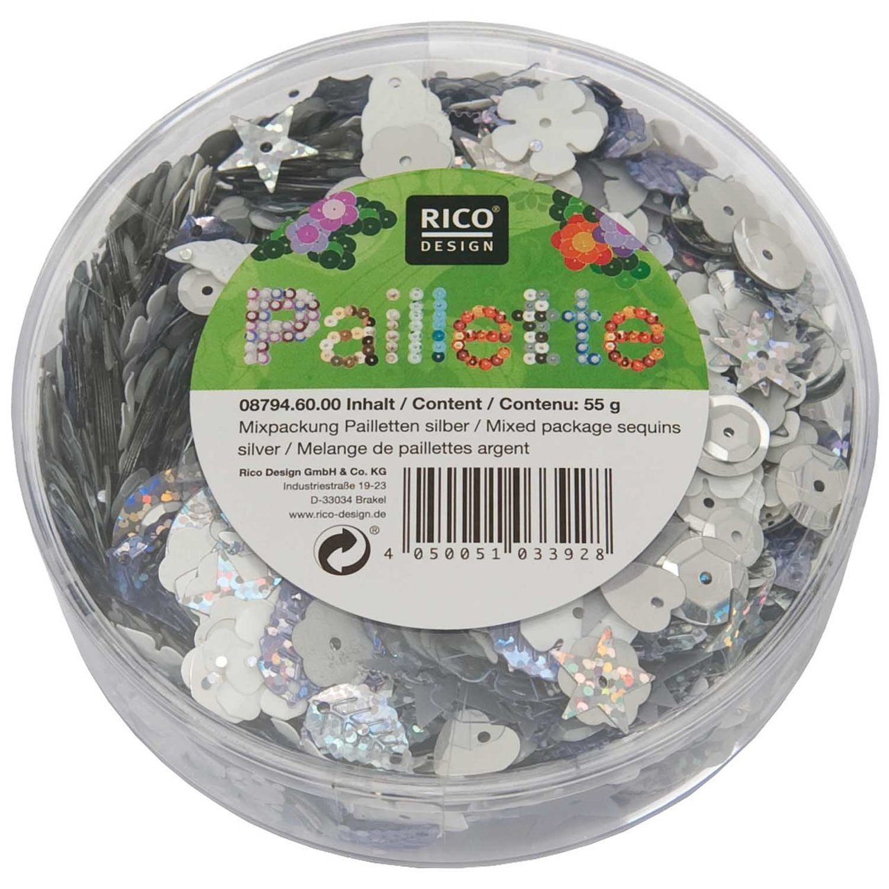 Rico Design Pailletten Mix silber 55g