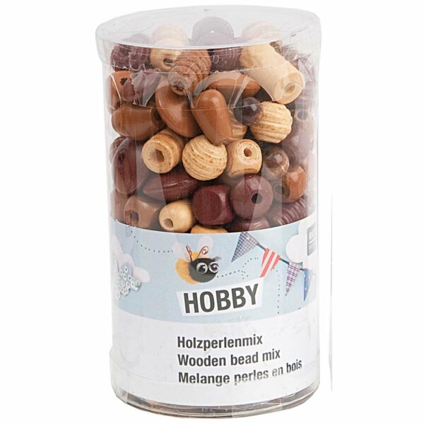 Rico Design Holz-Perlen Mix natur 200g