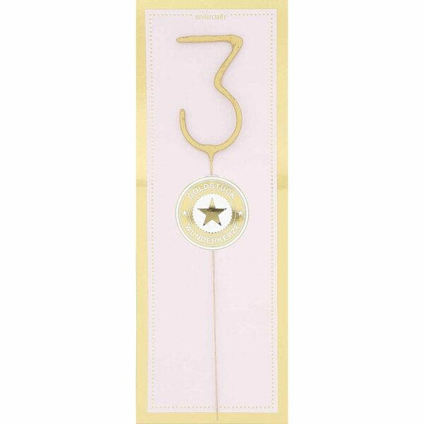 Wondercandle Wunderkerze Giant Zahl gold 30cm 3