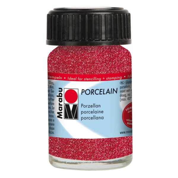 Marabu Porcelain 15ml glitter-rot