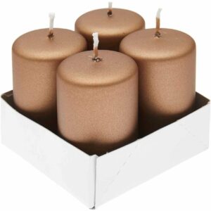 Kopschitz Stumpen-Kerzen 8x5cm 4 Stück sand metallic