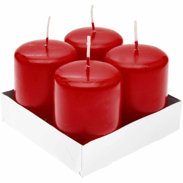 Kopschitz Flachkopfstumpen-Kerzen Set 8x5cm 4 Stück rotbraun