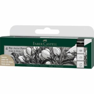 Faber Castell Tuschestift Pitt Artist Pen Black & White 4 Stück