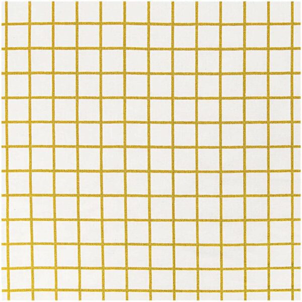 Rico Design Stoff Karo klein weiß-gold 140cm beschichtet