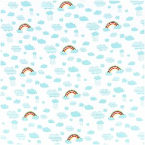 Rico Design Stoff Jersey weiß-Regenbogen 145cm