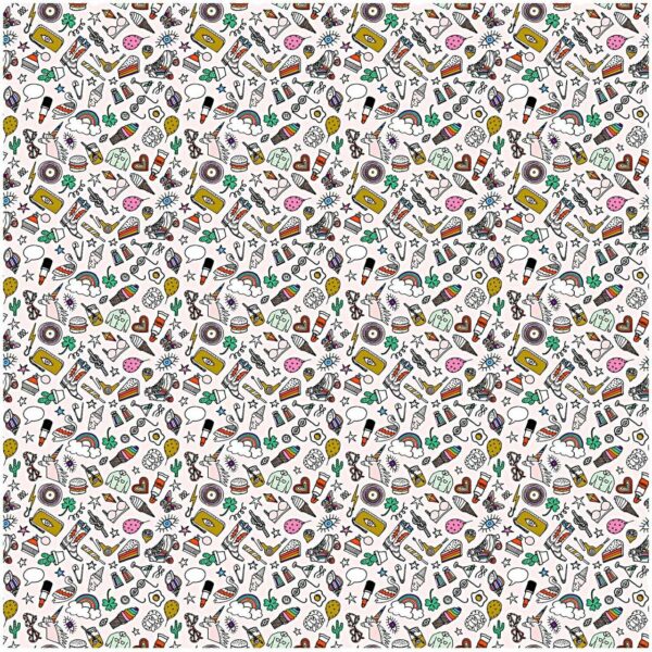 Rico Design Stoff Icons rosa-mehrfarbig-gold 140cm
