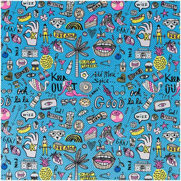 Rico Design Stoff cool Girls blau-neon 140cm