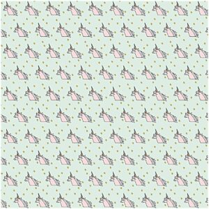 Rico Design Stoff Jersey Einhorn mint-gold 145cm