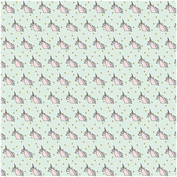 Rico Design Stoff Jersey Einhorn mint-gold 145cm