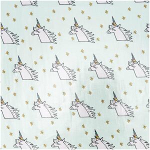 Rico Design Druckstoff Einhorn mint-gold 140cm beschichtet