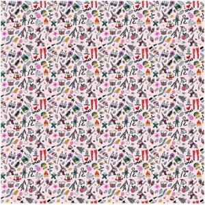 Rico Design Stoff X-MAS icons gold-neon 140cm
