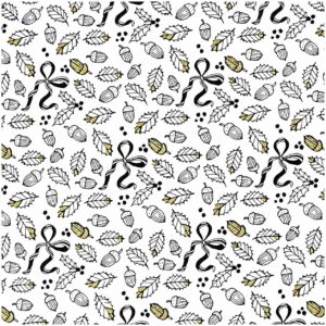 Rico Design Stoff Eicheln weiß-gold 140cm breit