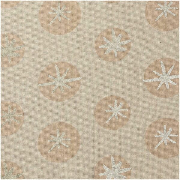 Rico Design Druckstoff Leinenoptik Schneeflocken natur-gold 140cm