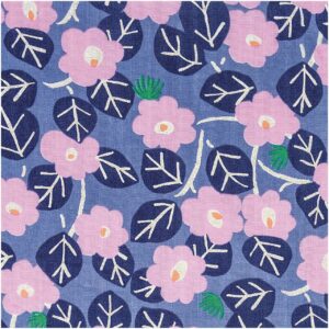 Rico Design Musselin-Druckstoff Aloha Blumen blau Hot Foil 140cm