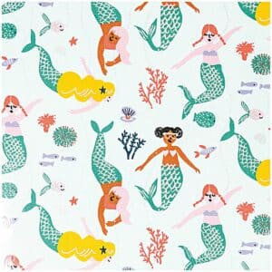 Rico Design Druckstoff beschichtet Mermaid Meerjungfrau mint-neon Hot Foil 140cm