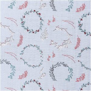 Rico Design Musselin-Druckstoff Nostalgic Christmas Kränze hellblau 140cm