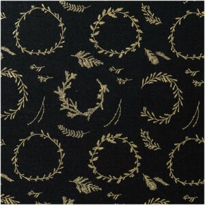 Rico Design Druckstoff Nostalgic Christmas Kränze schwarz-gold 140cm