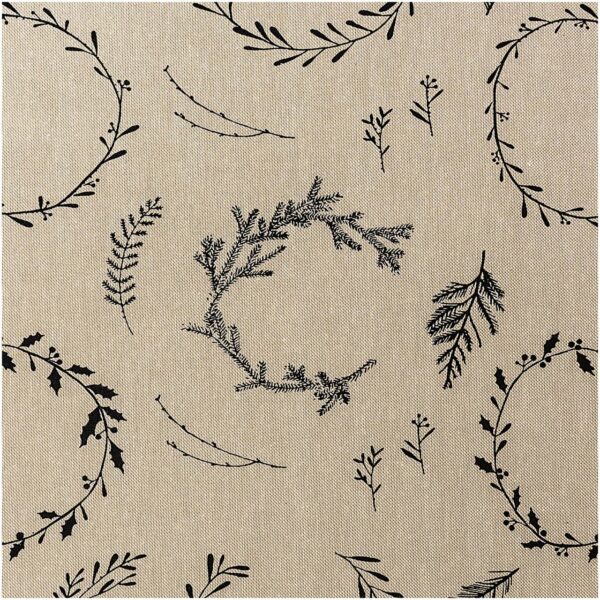 Rico Design Stoff Leinenoptik Nostalgic Christmas Kränze natur-schwarz 50x140cm