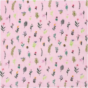 Rico Design Musselin-Druckstoff Bunny Hop Streublumen pink-neon 140cm