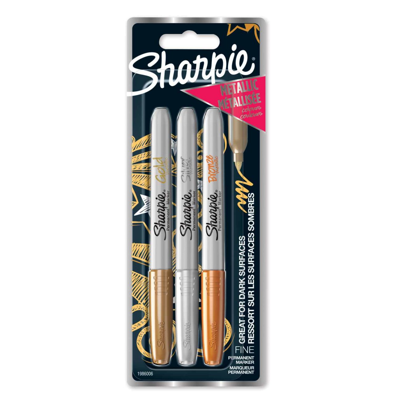 Sharpie Metallic Permanentmarker gold-silber-bronze 3 Stück