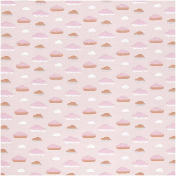 Rico Design Jerseystoff Happy Baby Wolken rosa 145cm