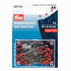 Prym Stecknadeln fein mit Glaskopf rot 35mm 5g