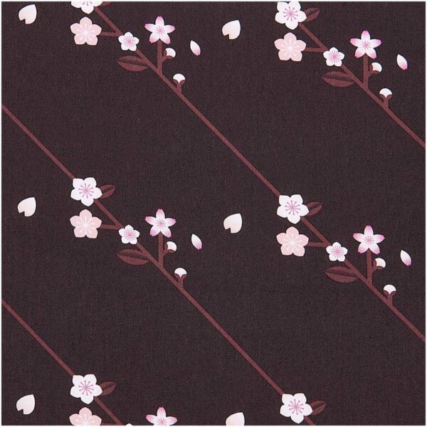 Rico Design Stoffabschnitt Baumwoll-Popelin schwarz Sakura Zweige 50x140cm