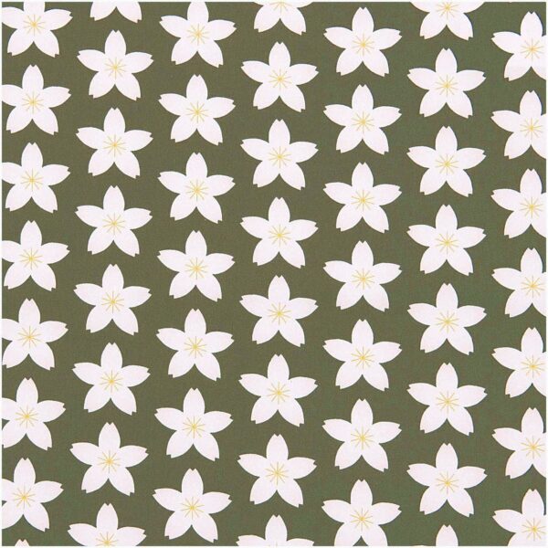 Rico Design Stoffabschnitt Baumwoll-Popelin oliv Kirschblüten 50x140cm
