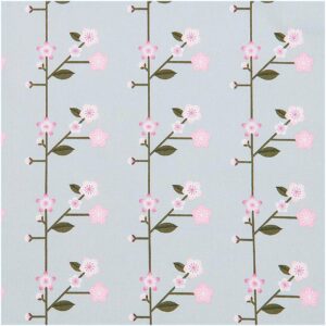 Rico Design Stoffabschnitt Baumwoll-Popelin rauchblau Sakura Zweige 50x140cm