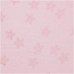 Rico Design Stoffabschnitt Krinkelmusselin rosa 50x140cm Hot Foil