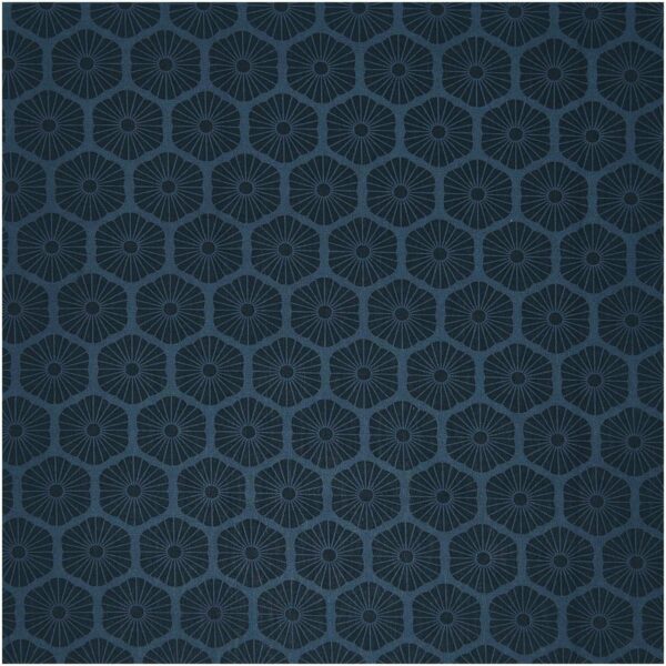 Rico Design Stoffabschnitt Baumwoll-Popelin blau Rosette 50x140cm