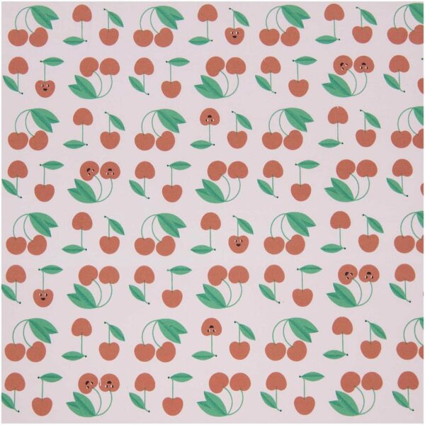 Rico Design Stoffabschnitt Jersey bedruckt Kirschen rosa 80x100cm