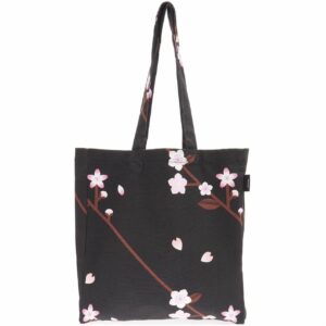 Rico Design Canvas-Shopper Kirschblütenzweige schwarz 38x40x13cm