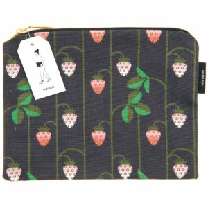 Rico Design Pouch Erdbeeren blau 17x23cm