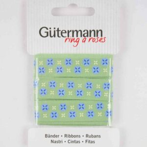 Gütermann Baumwollband Blumen grün 15mm 2m