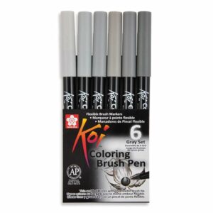 Koi Coloring Brush Pen grautöne 6teilig