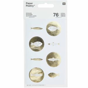 Paper Poetry Sticker Fische weiß-gold 4 Blatt